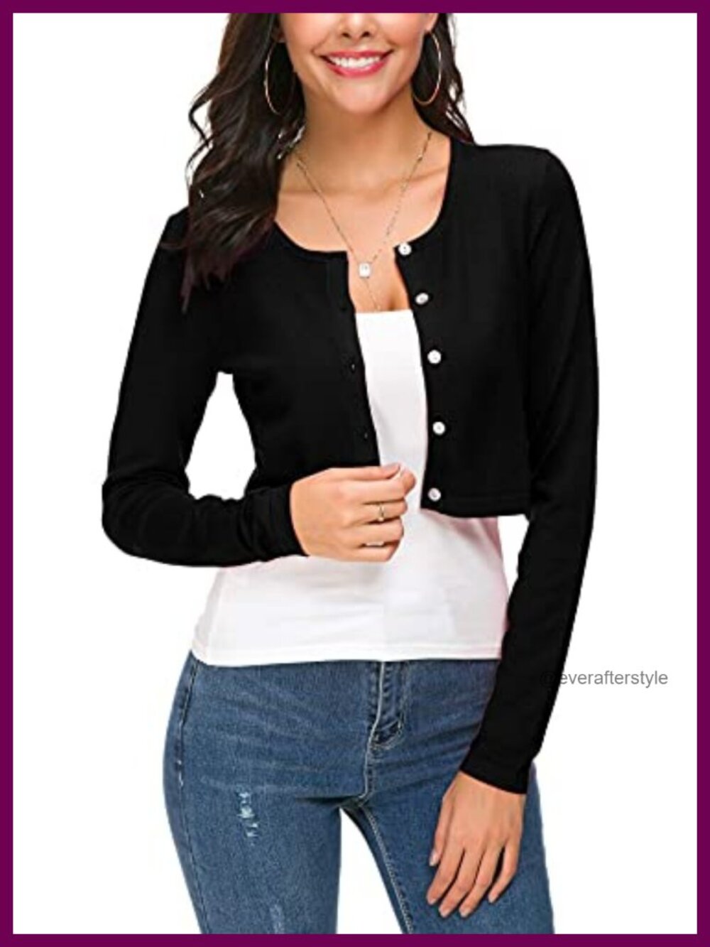 Cropped Knit Cardigan Long Sleeve Button Down Shrug